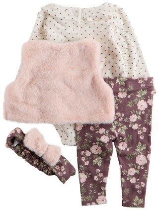 Thumbnail 2: Nicole Miller Nicole Miller Baby Girls 4 Pc Fur Vest Set 