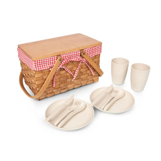 Thumbnail 1: Picnic Time Picnic Time 13 Pc. Piccola Picnic Wicker Basket Set For Two 