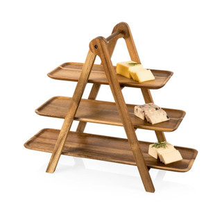 Thumbnail 8: Toscana Toscana 100% Natural Acacia 3 Tiered Serving Ladder Tray 