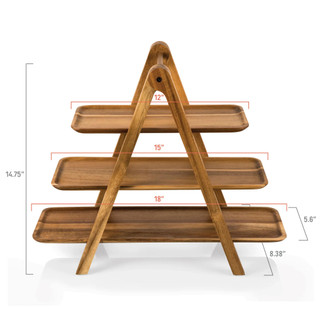 Thumbnail 11: Toscana Toscana 100% Natural Acacia 3 Tiered Serving Ladder Tray 