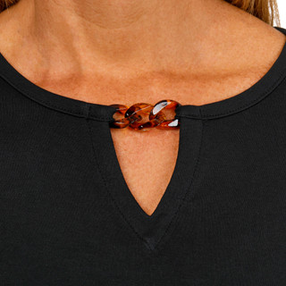 Thumbnail 2: Coral Bay Coral Bay Womens Short Sleeve Chain Link Neck Top 