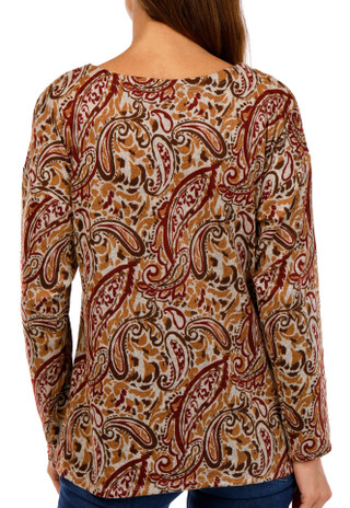 Thumbnail 2: AGB AGB Womens Long Sleeve Paisley Twist Hem Top 