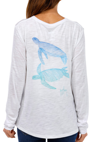 Thumbnail 1: Guy Harvey Guy Harvey Womens Long Sleeve Crew Neck Sea Turtle Top 
