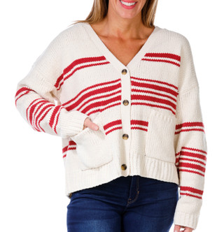 Thumbnail 1: SUPPLIES BY UNIONBAY Supplies by UNIONBAY Womens Chenille Striped Cardigan 