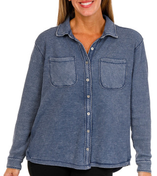 Thumbnail 1: C&C California C&C California Womens Long Sleeve Button Down Waffle Top 