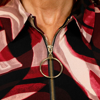 Thumbnail 2: Thomas & Olivia Thomas & Olivia Petite 3/4 Sleeve Print Ring Zip Top 