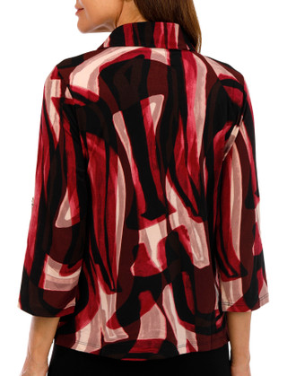 Thumbnail 3: Thomas & Olivia Thomas & Olivia Petite 3/4 Sleeve Print Ring Zip Top 