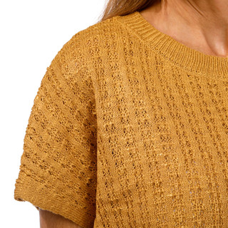 Thumbnail 2: AGB AGB Womens Embroidered Short Sleeve Open Knit Top 