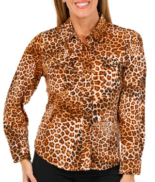 Thumbnail 1: Thomas & Olivia Thomas & Olivia Petite Long Sleeve Leopard Print Top 