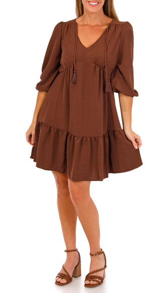 Thumbnail 1: Absolutely Famous Luxology Womens 3/4 Sleeve V-Neck Babydoll Dress 