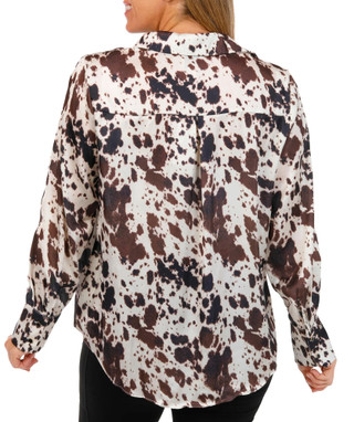 Thumbnail 2: INDUSTRY Industry Womens Long Sleeve Cow Print Button Down Top 