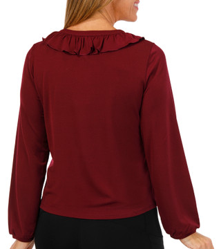 Thumbnail 2: Adrianna Papell Adrianna Papell Womens Long Sleeve Ruffle Placket Top 