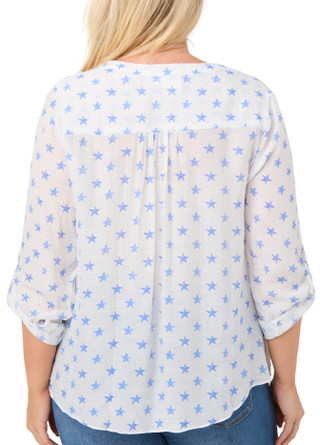 Thumbnail 2: Zac & Rachel Zac & Rachel Plus 3/4 Sleeve Printed Star Button Down Top 
