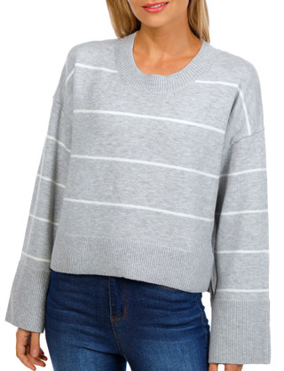 Thumbnail 1: Pink Rose Pink Rose Juniors Stripe Hilo Crew Pullover 