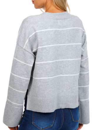 Thumbnail 2: Pink Rose Pink Rose Juniors Stripe Hilo Crew Pullover 