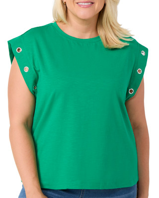 Thumbnail 1: Zac & Rachel Zac & Rachel Plus Cap Sleeve Slub Grommet Top 