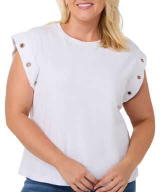 Thumbnail 1: Zac & Rachel Zac & Rachel Plus Cap Sleeve Slub Grommet Top 
