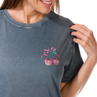 Thumbnail 4: SIMPLY SOUTHERN Simply Southern Juniors Short Sleeve Dazzling Cherry Top 