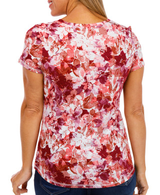Thumbnail 2: Blue Sol Blue Sol Womens Short Sleeve V-Neck Floral Print Top 