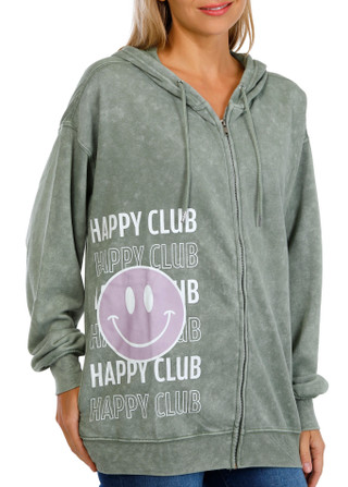 Thumbnail 1: No Comment No Comment Juniors Wash Happy Club Zip Hoodie 