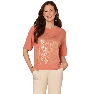 Thumbnail 1: Democracy Democracy Womens Short Sleeve Fog Foil Screen Print Top 