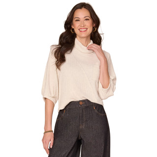 Thumbnail 1: Democracy Democracy Womens Elbow Mock Neck Knit Top 
