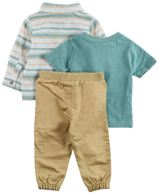 Thumbnail 2: Perry Ellis Perry Ellis Infant Boys 3 Pc Knit Tee Jogger Set 