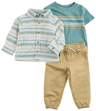 Thumbnail 1: Perry Ellis Perry Ellis Infant Boys 3 Pc Knit Tee Jogger Set 