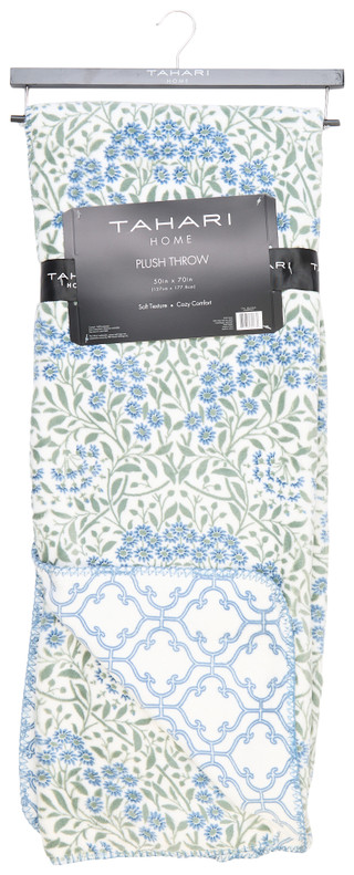 Thumbnail 1: Tahari Tahari 50x70 Cleo Floral Printed Reversible Throw Blanket 