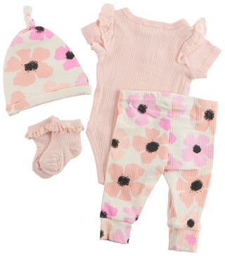 Thumbnail 2: Jessica Simpson Jessica Simpson Baby Girl 4 Pc Floral Pant Set 