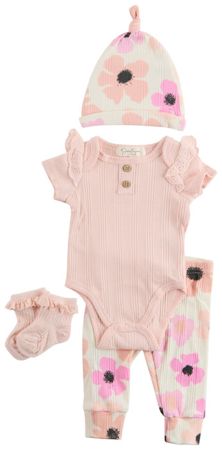 Thumbnail 1: Jessica Simpson Jessica Simpson Baby Girl 4 Pc Floral Pant Set 