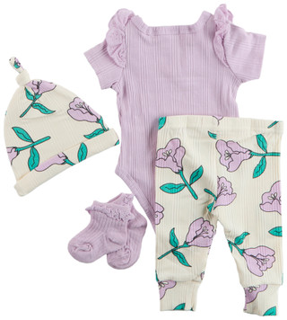 Thumbnail 2: Jessica Simpson Jessica Simpson Baby Girl 4 Pc Floral Pant Set 