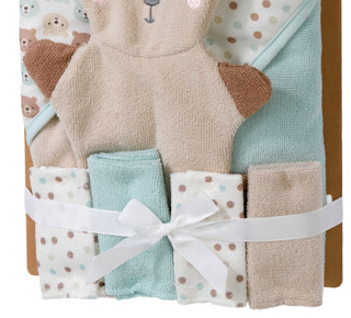 Thumbnail 3: DREAMGRO Dreamgro 7 pc Taupe Bear Hooded Bath Set 