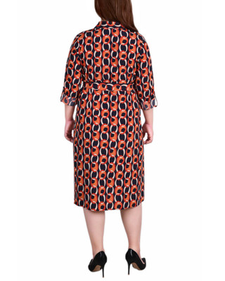 Thumbnail 2: NY COLLECTION NY Collection Plus Long Sleeve Roll Tab Shirtdress 