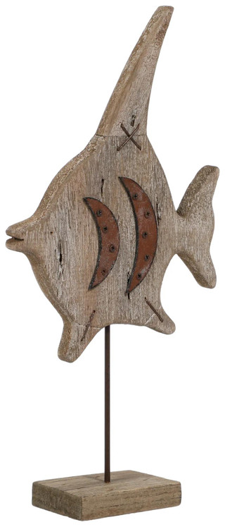 Thumbnail 2: Beach Combers Beach Combers 15.5 in Wood Metal Angelfish Home Decor 