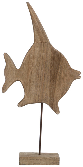 Thumbnail 3: Beach Combers Beach Combers 15.5 in Wood Metal Angelfish Home Decor 