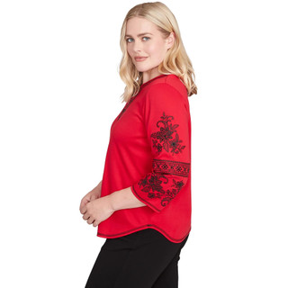 Thumbnail 4: Alfred Dunner Alfred Dunner Womens 3Q Embroidered Sleeve Jet Setter Top 