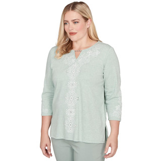 Thumbnail 4: Alfred Dunner Alfred Dunner Womens 3Q Sleeve Center Scroll Top 