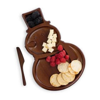 Thumbnail 5: Toscana Toscana Reversible Snowman Sectioned Serving Tray & Knife 