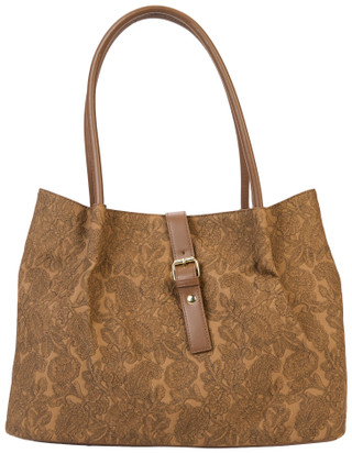 Thumbnail 1: Bueno Bueno Large Embossed Floral Buckle Tote Bag Purse 