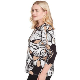 Thumbnail 5: Alfred Dunner Alfred Dunner Womens 3Q Sleeve Leaf Floral Top 