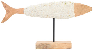 Thumbnail 1: Beach Combers Beach Combers 21 in Wood & Stone Fish on Base Figurine 