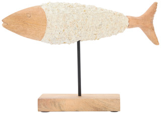Thumbnail 2: Beach Combers Beach Combers 21 in Wood & Stone Fish on Base Figurine 