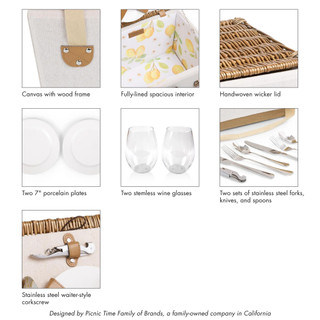 Thumbnail 8: Picnic Time Picnic Time 13 Pc. Lemongrove Picnic Basket Set For Two 