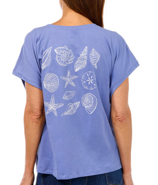Thumbnail 1: REEL LEGENDS Reel Legends Womens Relaxed Dolman Morning Shells Tee 