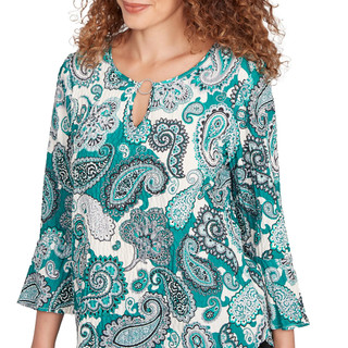 Thumbnail 5: Hearts of Palm Hearts of Palm Womens 3Q Sleeve Perfectly Paisley Top 