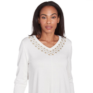 Thumbnail 3: Ruby Road Ruby Road Womens V-Neck Grommet Sweater 