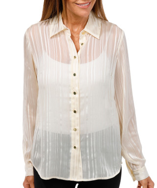 Thumbnail 1: NINE WEST Nine West Womens Long Sleeve Metallic Stripe Top 
