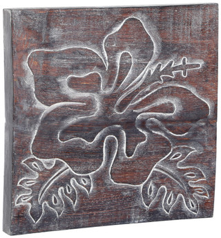 Thumbnail 2: Beach Combers Beach Combers 12 in Wood Hibiscus Plaque 