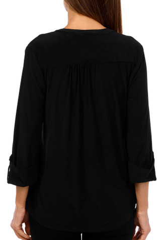 Thumbnail 2: Cocomo Cocomo Petite 3/4 Sleeve Pleated Cascade Top 